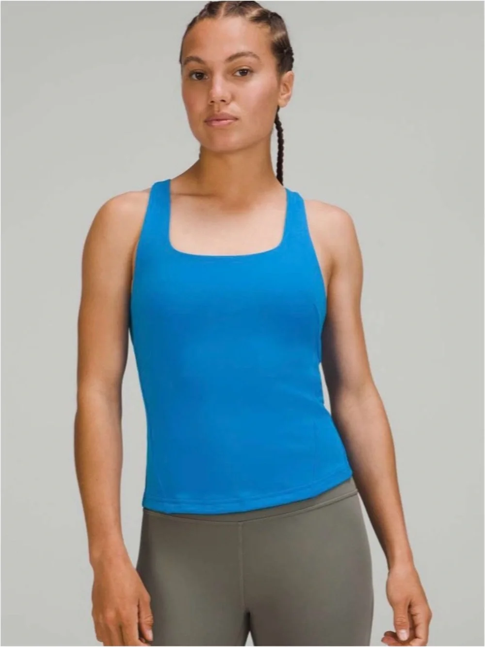 Blue Square-Neck Women’s Tank Top